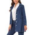 thumbnail image 4 of INSPIRE CHIC Veste en Denim Longue pour Femme à Revers Cranté, Manches Longues, Boutonnée, Ceinturée, TP Bleu, 4 of 7