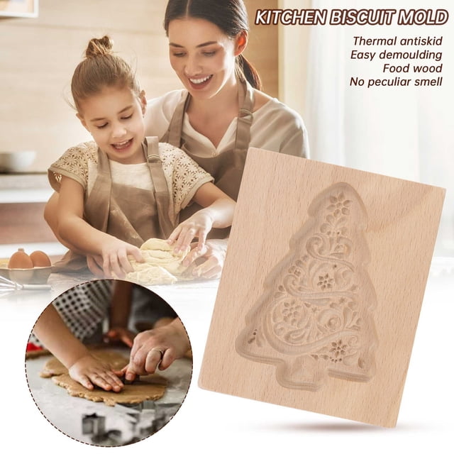 Oleegame 1PC Cookie Mold DIY Baking Moulds Wooden Cookie Cookie Moulds Embossing Craft Decorative Baking Tools For Christmas Thanksgiving Christmas Kitchen