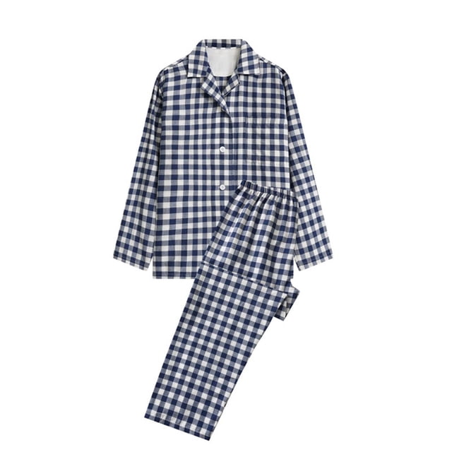 LSLJS Ensembles de Pyjama pour Hommes Décontractés Vêtements d'Intérieur Hauts à Manches Longues Pantalons Col Rabattu Pyjamas de Nuit Ensembles Cadeaux pour Hommes