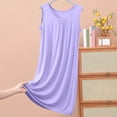 thumbnail image 1 of Elvqul Pyjama Sans Manches pour Femmes Nuisette Violette pour Femmes Pyjama Uni pour Femmes Grande Taille, 1 of 5