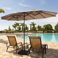 thumbnail image 1 of Gymax Parasol Jumeau de Patio Double Face de 15 Pi, Parasol de Marché Extra-Grand avec Base, Café, 1 of 9