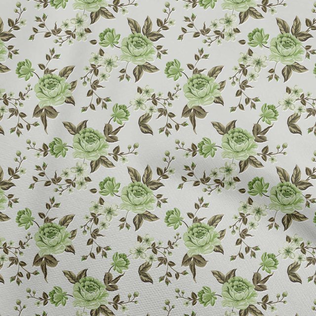 oneOone Polyester Spandex Light Green Fabric Florals Sewing Craft Projects Fabric Prints By Yard 56 Inch Wide