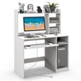 thumbnail image 1 of Patiojoy Computer Desk w/ Charging Station 43.5" Gaming Table Workstation w/ Keyboard Tray CPU Stand & Storage Shelves White, 1 of 10