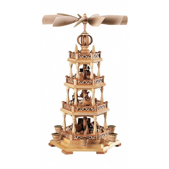 motif Pyramide de Noël Allemand Erzgebirge, 3 Niveaux, Hauteur 58 cm / 23 Pouces, Naturel, original Erzgebirge par Müller Seiffen