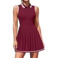 thumbnail image 1 of ATTRACO Robe de Tennis pour Femmes, Robe Polo Côtelée de Golf à Demi-Glissière, Robe d'Entraînement Plissée avec Short et Soutien-Gorge Intégrés, 1 of 8