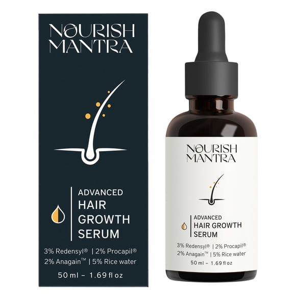 Nourish Mantra - Advanced Hair Growth Serum For Women & Men | Made With Redensyl, Anagain, Procapil & Rice Water | Prevents Hair Fall & Thinning | Promotes Hair Regrowth