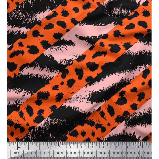 Soimoi Pink Rayon Fabric Leopard & Wild Animal Skin Print Fabric by Yard 56 Inch Wide