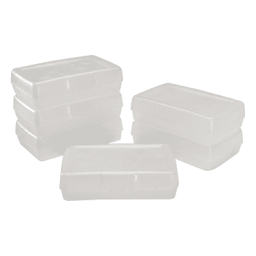 Storex Standard Plastic Pencil Box for Elementary School, 8.4 x 5.6 x 2.5 in, Clear, 1 Count