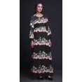 thumbnail image 4 of Bimba Moss Georgette Ranunculus & Chrysanthemum Floral Printed Womens Long Sleeve MaxiDressElastic Waist Gown-Small, 4 of 5