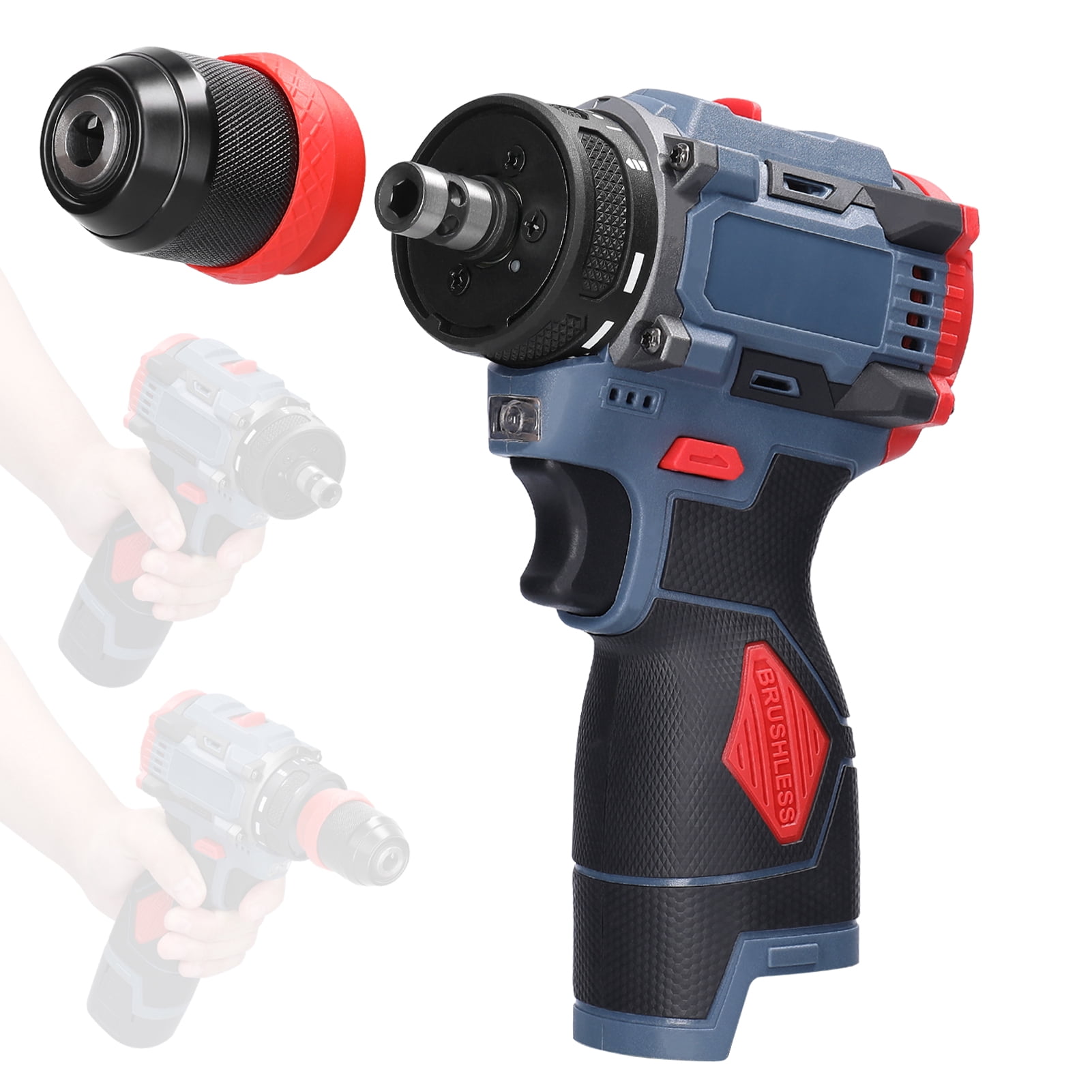 16.8V 2in1 Lithium Drill Electric Screwdriver Multi-function Power Tool 45Nm Torque Brushless Motor Practical Screw