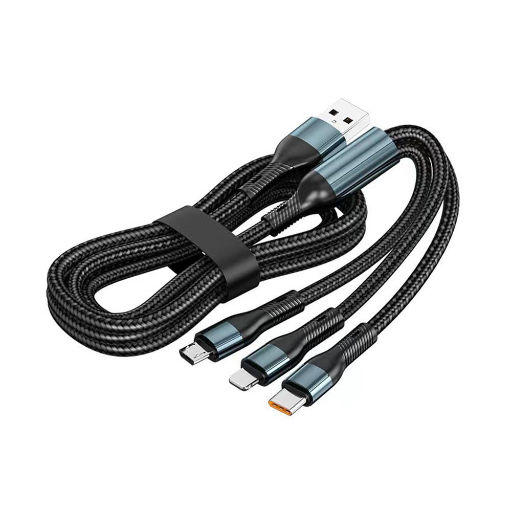 3-in-1 Fast Charging Cable, USB-C PD Quick Charge Cord, One Drag Three for Apple iPhone, Type-C Android & USB Devices, Multi-Device Charger, 6FT, White