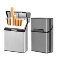 thumbnail image 2 of Brushed Aluminum Cigarette Case, Hard Box And Holder With Solid Magnetic Flip Top Closure, 2 of 9