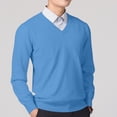 thumbnail image 2 of Xcmzpl Chandail-Robe à Col en V pour Hommes, Tricot, Manches Longues, Coupe Ajustée, Chandails Mode, Chandail à Enfiler, Chandail de Base Uni, Hauts de Chandail d'Automne, 2 of 5