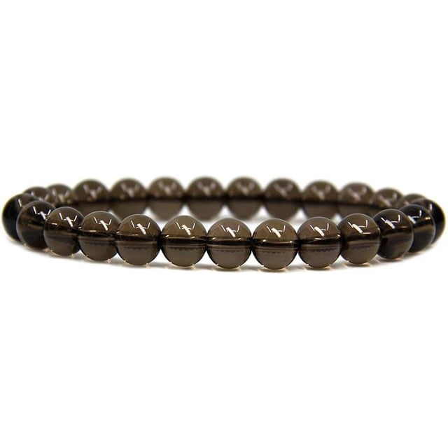 Natural Smoky Quartz Crystal Gemstone 8mm Round Beads Stretch Bracelet 7" Unisex