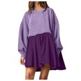 thumbnail image 1 of Yuyuzo Womens Oversized Mini Dress Pullover Crew Neck Sweatshirt Long Sleeve Short Dresses Solid Color, 1 of 6