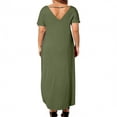thumbnail image 4 of Neewe Robe T-Shirt Décontractée pour Femme Grande Taille à Col en V à Manches Courtes Robes Évasées Fête d'Anniversaire Été Voyage Plage avec, 4 of 5