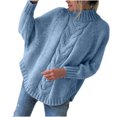thumbnail image 2 of EGNMCR Chandail à Col Roulé pour Femmes, Chandails pour Femmes Chandail pour Femmes et Hiver Nouveau Ample à Manches de Poupée Chandail Tricoté Uni Demi-Col Roulé Chandail pour Femmes, 2 of 5