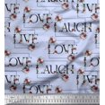 thumbnail image 1 of Soimoi Rayon Fabric Floral Love Text Print Sewing Fabric Yard 56 Inch Wide, 1 of 1