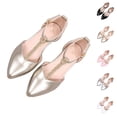 thumbnail image 1 of RKSTN Girls Sandals Rhinestone Pumps Chunky Block Heel Pointed Toe Ankle Strap Slingback French Style Summer Evening Host Shoes for 4-12 Years, 1 of 6