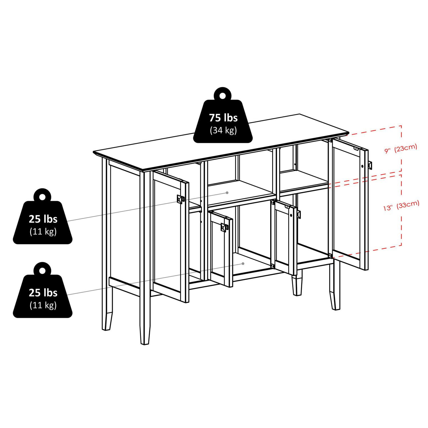 Winsome Melba buffet armoire en fini cafe