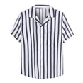 thumbnail image 1 of XZNGL Chemise en Denim Homme Homme Décontracté Boutons Plage Imprimé Rayé Non Positionné Col Rabattu Chemise à Manches Courtes Blouse Chemise pour Homme Décontracté, 1 of 9