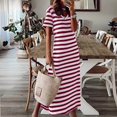 thumbnail image 2 of Kcodviy Robe d'Été Décontractée Droite à Col en V pour Femmes, Robe Ample à Imprimé Rayé pour Femmes, Robe de Plage pour Femmes, Robe Midi à Bretelles, Robes Décontractées Longueur Genou pour Femmes, Robe d'Été Décontractée de Plage, 2 of 6