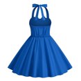 thumbnail image 5 of TopLLC Robe Sans Manches Col Rond Robe d'Été pour Fille Col Suspendu et Fermeture à la Taille Couleur Unie Robe Rétro pour Enfants Robe Fille, 5 of 5