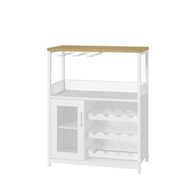 Wine Bar Rack Cabinet with Detachable Wine Rack, Bar Cabinet with Glass Holder, Small Sideboard, Buffet Cabinet with Mesh Door, Wine Storage Cabinet with Storage