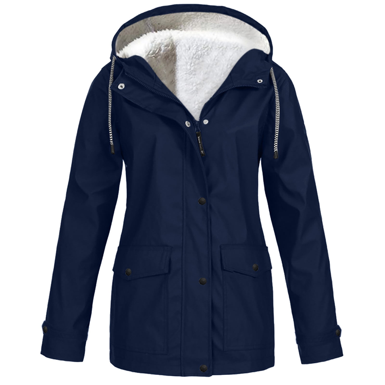 Pisexur Shacket Jacket Women Solid Rain Jacket Outdoor Jacket Waterproof Hooded Raincoat Windproof Pocketed Shirts Fall Jacket Shackets