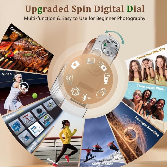 Refurbished Zostuic DC202 4K Digital Camera with Viewfinder Flash & Dial, 48MP Digital Camera