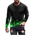 thumbnail image 2 of TIMIFIS T-Shirt en Coton à Manches Longues pour Homme, Chemises Imprimées Graphiques, Hauts - Greenfall, 2 of 5