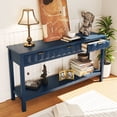 thumbnail image 2 of MODERNLUXE Table Console Moderne de 60 Pouces, Table Étroite et Longue pour Sofa avec 3 Tiroirs, Tablette de Rangement Ouverte et Design en Nid d'Abeilles, Table de Couloir derrière Canapé pour Entrée, Salon, Foyer, Bleu Marine, 2 of 8