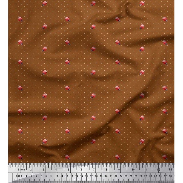 Soimoi Cotton Poplin Fabric Dot & Insect Printed Craft Fabric by The Yard 56 Inch Wide
