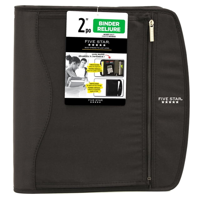Five Star Zipper Binder, 2-Inch Capacity, 3 D-Rings, Exterior Zippered ...