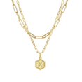 thumbnail image 1 of PVCS Collier Chaîne Plaqué Or pour Femmes Pendentif Lettre Hexagonale Collier Superposé, 1 of 1
