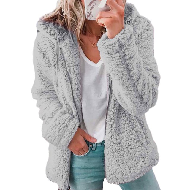 Innerwin Veste Unie pour Femmes Automne à Manches Longues avec Capuche Gris Clair m