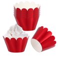 thumbnail image 1 of Uxcell Cupcake Wrappers Paper, 50 Pack Baking Cups Decoration for Anniversary Birthday Weddings, Light Gold Reflective Red, 1 of 6