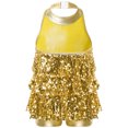 thumbnail image 4 of TiaoBug Girls Sleeveless Shiny Sequins Halter Tassel Mini Dress Latin Jazz Salsa Samba Rumba Unitard Dress Gold 4, 4 of 6