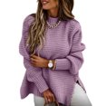 thumbnail image 1 of Innerwin Chandail d'Hiver Chaud pour Femmes, Décontracté, Col Roulé Mi-Haut, Ample, Violet 3TG, 1 of 2