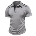 thumbnail image 3 of Styesk T Shirts for Man Fashion Solid Color Leisure Versatile Motion Button T-shirt Lapel Top, 3 of 5
