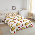 thumbnail image 2 of Ensemble de Couette Mexicain Piments Rouges Taco Nachos Burrito Literie, Nourriture Latine Cinco de Mayo Ensemble de Couette avec 1 Taie d'Oreiller, Taille Simple, Multicolore, 2 of 5