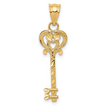 Pendentif Clé en Or Jaune 14K Taille Diamant