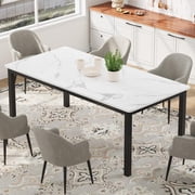 Industrial Dining Table, Rectangle Dining Table for 6-8 People, Kitchen Table with Metal Legs, Wooden Conference Tables Writing Desk for Dining Room, Living Room