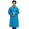 thumbnail image 2 of Atasi Ethnic Men's Long Kurta Blue Bollywood Designer Shirt Wear-Large, 2 of 7