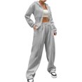 thumbnail image 1 of Timegard Womens Sets 2 Piece Sweatsuits Zip up Hooded Long Sleeve Jackets Drawstring Wide Leg Pants with Pockets Outfits, 1 of 6