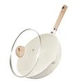 thumbnail image 1 of Carote 12" Wok Pan with Lid, Nonstick Cookware with Induction, All Stoves Compatible, Easy to Clean, White Granite, 1 of 7