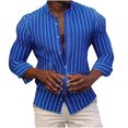 thumbnail image 1 of Chemise à Rayures pour Homme à Manches Longues à Col à Revers, Cardigan Décontracté de Plage, Haut, Chemise, Blouse, 1 of 6