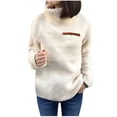 thumbnail image 1 of Chandail en Molleton à Col Roulé avec Fermetures Éclair pour Femmes, Couleur Unie, chandail-Over, Blouse Chaude d'Hiver, 1 of 1