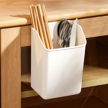 Meitianfacai Kitchen Utensil Holder for Counter, Wooden Kitchen Utensil Organizer, Silverware Organizer Kitchen Flatware Caddy, White