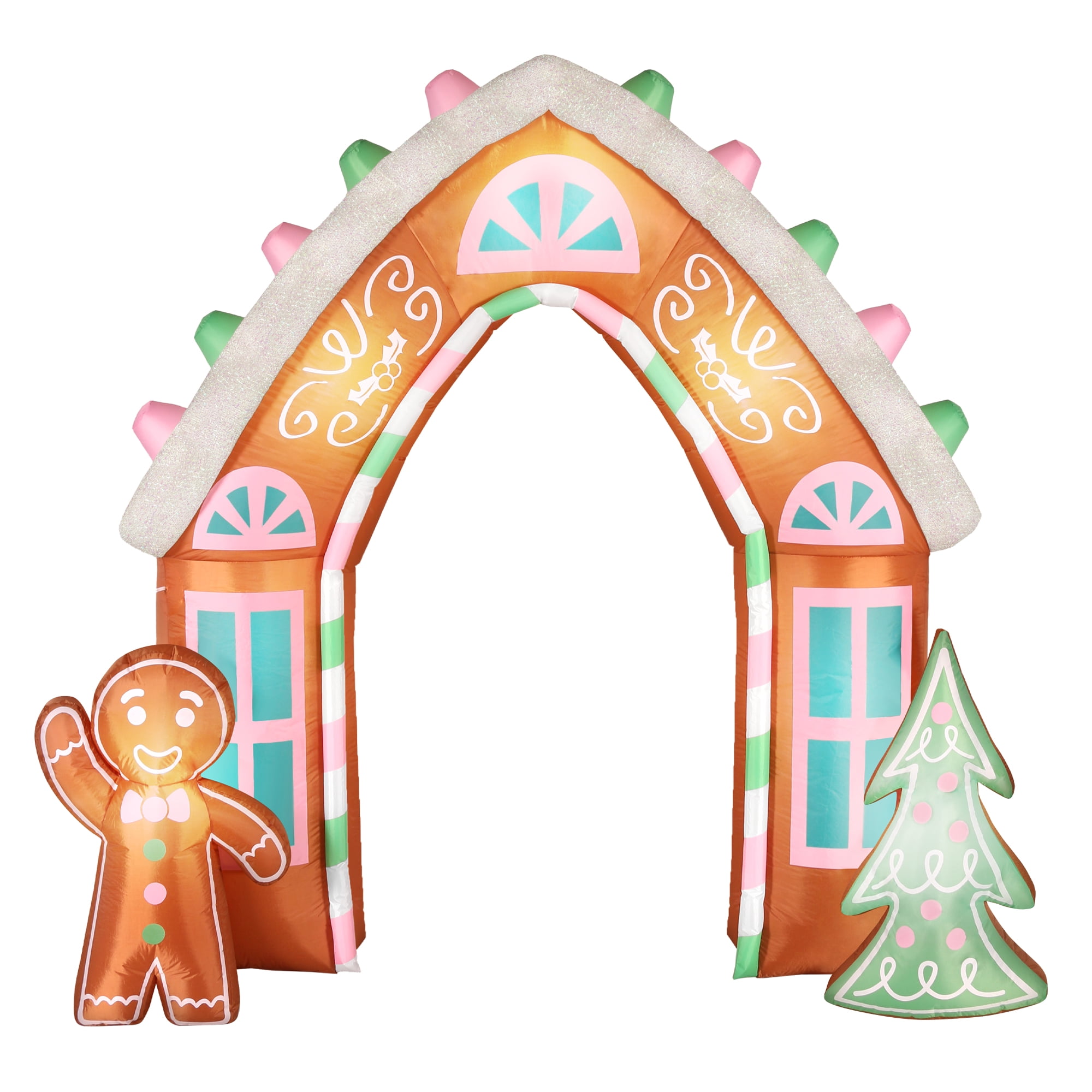 Holiday Time Christmas Decor Lighted Gingerbread Archway 9.5 ft Holiday Decoration